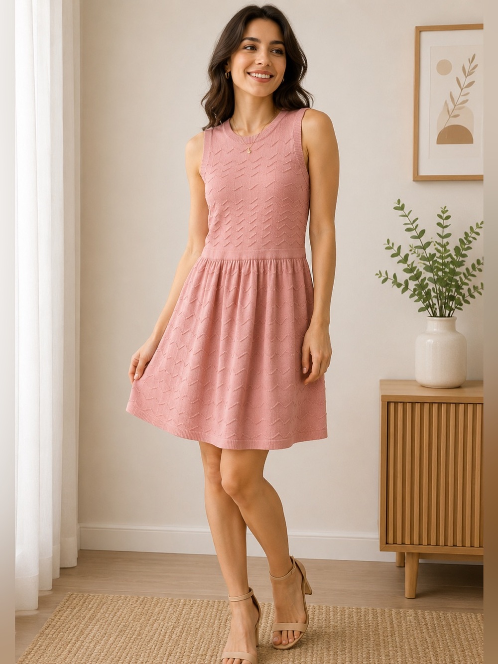 Romeo + Juliet Couture Pink Textured Knit Dress M
